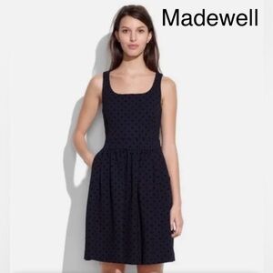 Madewell Swiss Polka Dot Sleeveless Fit and Flare Square Neck Mini Dress size Md